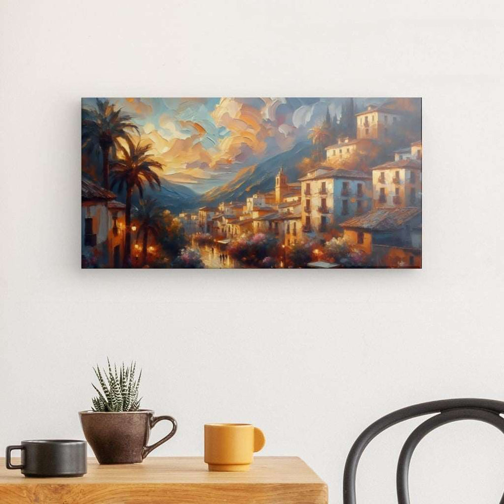 Canvas Wall Art depicting Oh Those Mountains 60x30 cm which is hanging on the wall