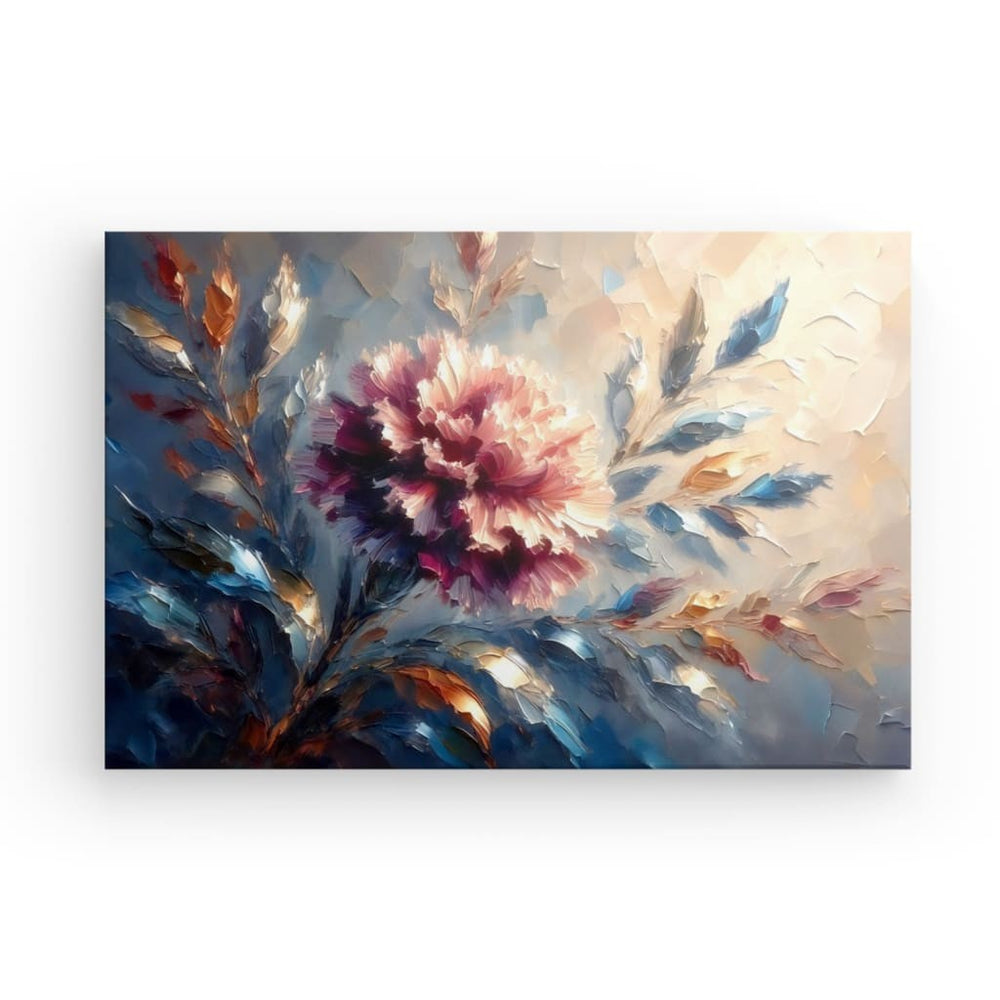 Canvas Wall Art depicting Deep Hue Carnation which is hanging on the wall