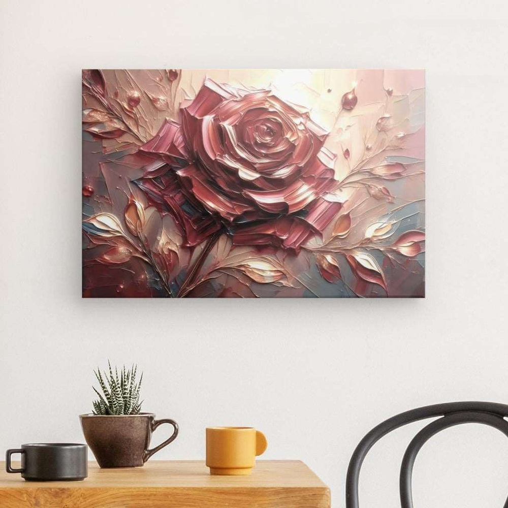 Canvas Wall Art depicting Romantic Rose 60x40 cm which is hanging on the wall