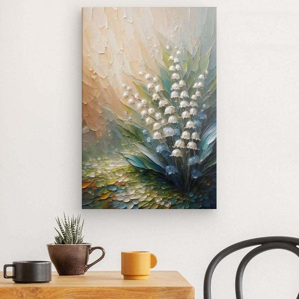 Canvas Wall Art depicting Lily of the Valley 60x40 cm which is hanging on the wall