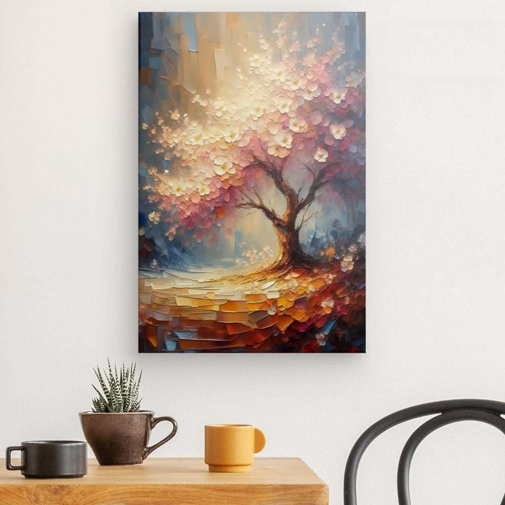 Canvas Wall Art depicting Sakura Gloom 60x40 cm which is hanging on the wall