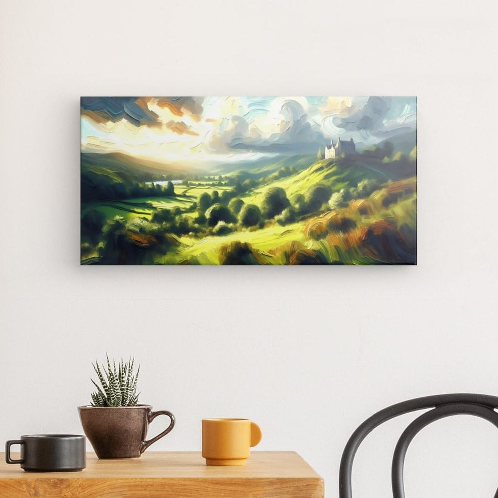 Canvas Wall Art depicting Rolling Hills 60x30 cm which is hanging on the wall