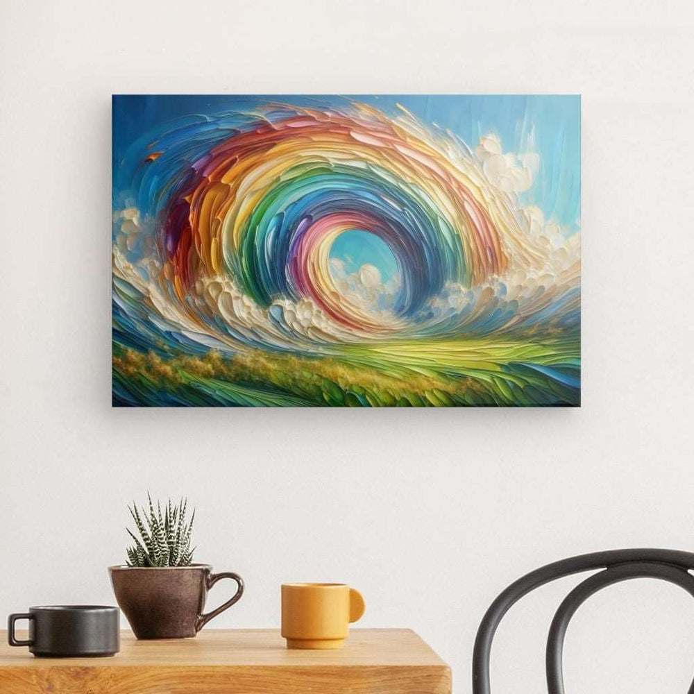 Canvas Wall Art depicting Pride Swirl 60x40 cm which is hanging on the wall