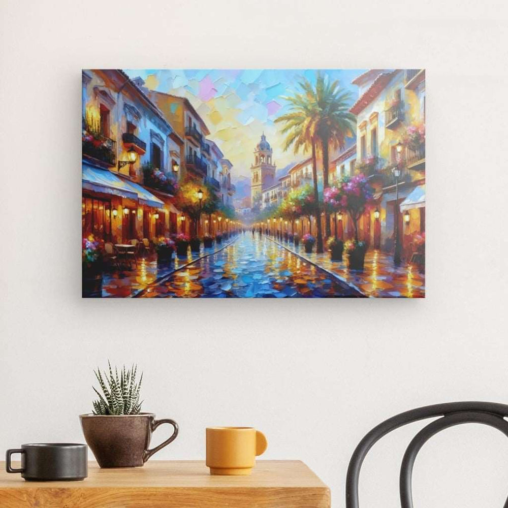 Canvas Wall Art depicting Calle de Colombia 60x40 cm which is hanging on the wall