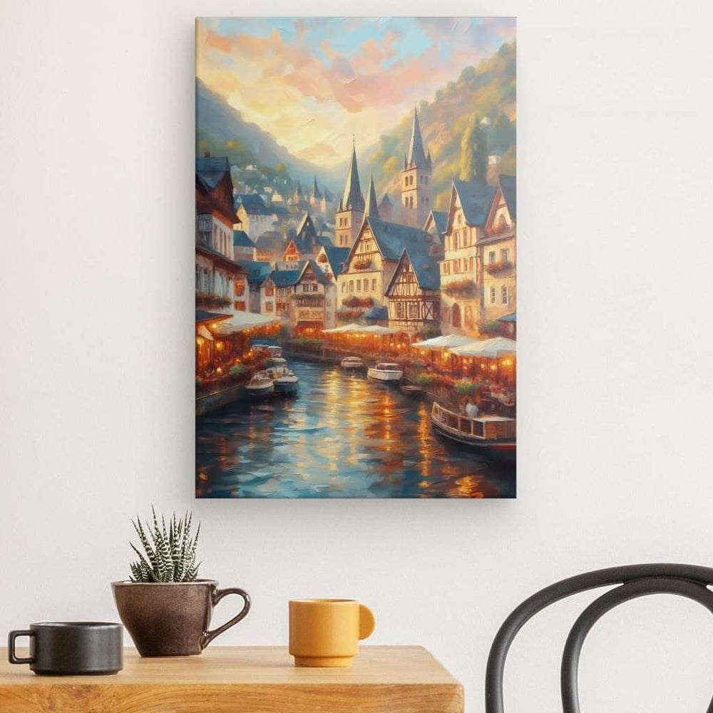 Canvas Wall Art depicting An der Isar 60x40 cm which is hanging on the wall