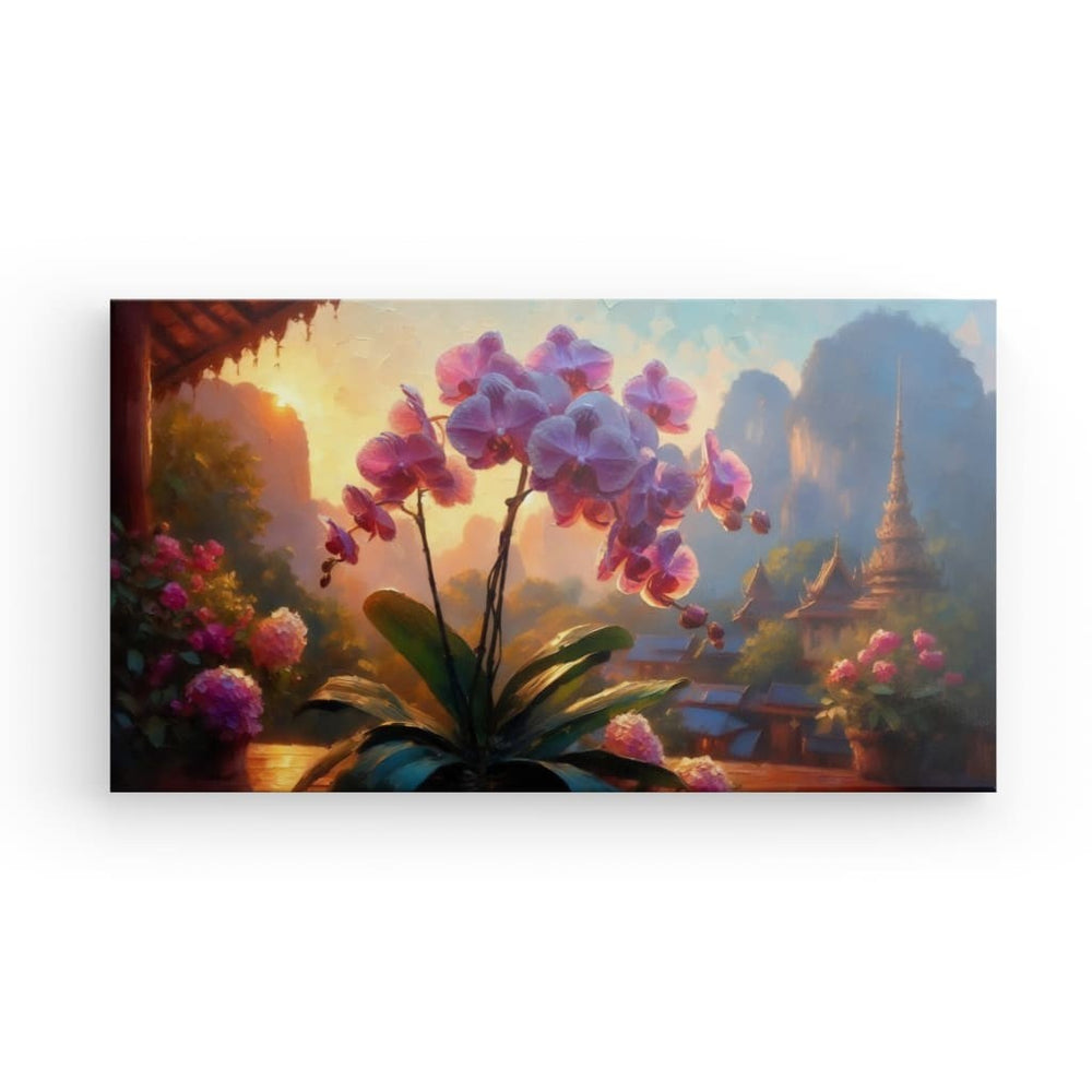 XL Canvas Wall Art depicting Vivid Orchid which is hanging on the wall