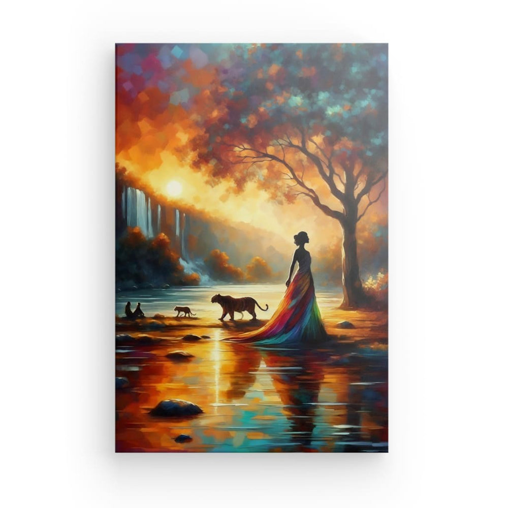 Canvas Wall Art depicting Sunset Reflection which is hanging on the wall