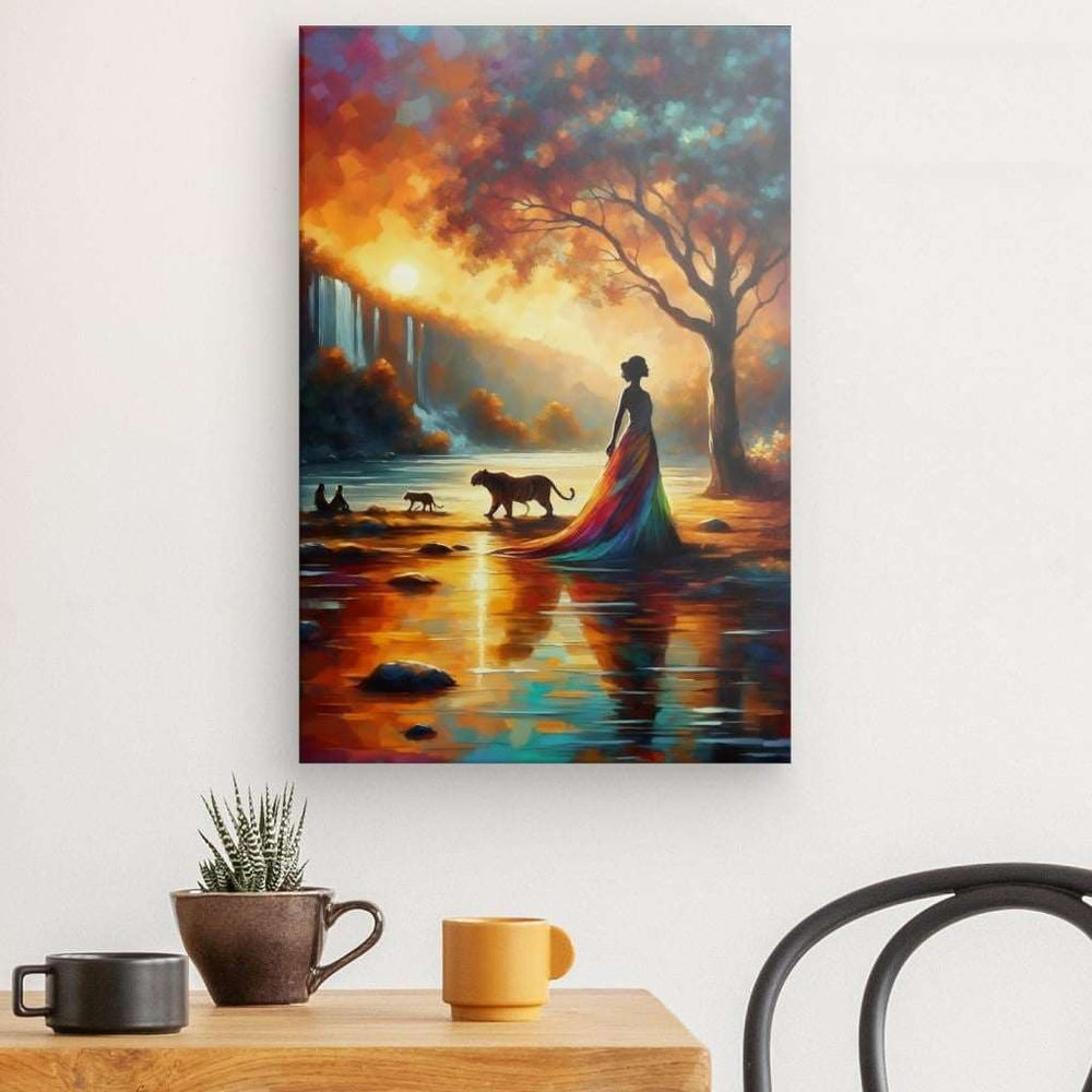 Canvas Wall Art depicting Sunset Reflection 60x40 cm which is hanging on the wall