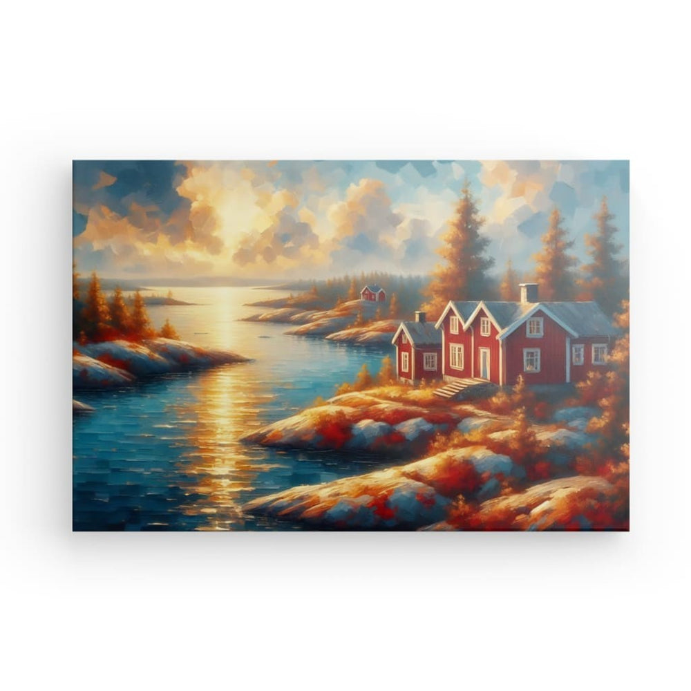 Canvas Wall Art depicting Swedish Archipelago No. 4 which is hanging on the wall