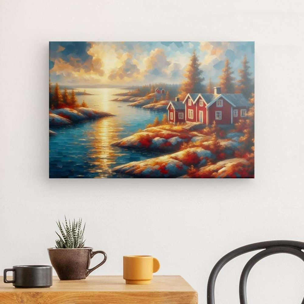 Canvas Wall Art depicting Swedish Archipelago No. 4 60x40 cm which is hanging on the wall