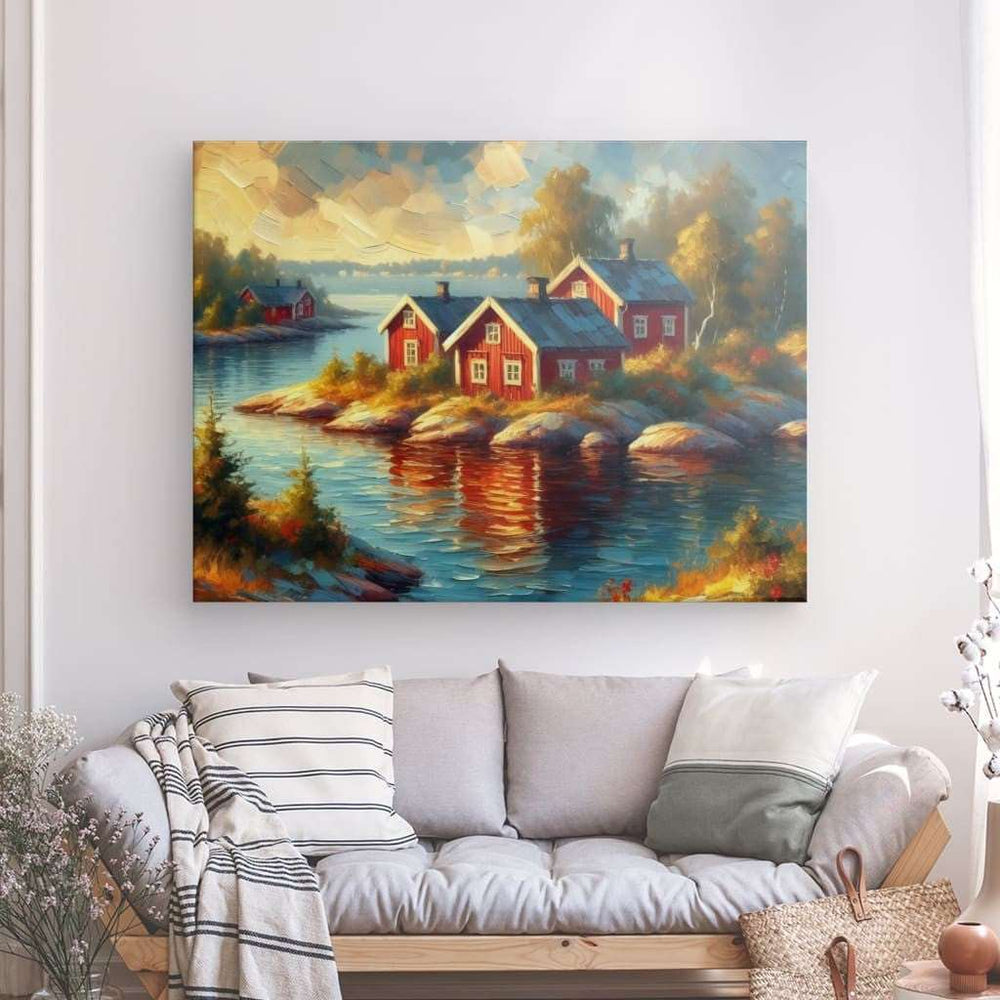 XL Canvas Wall Art depicting Swedish Archipelago Grande 160x120 cm which is hanging on the wall