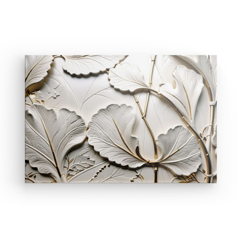 XL Canvas Wall Art depicting Clay Leaves which is hanging on the wall