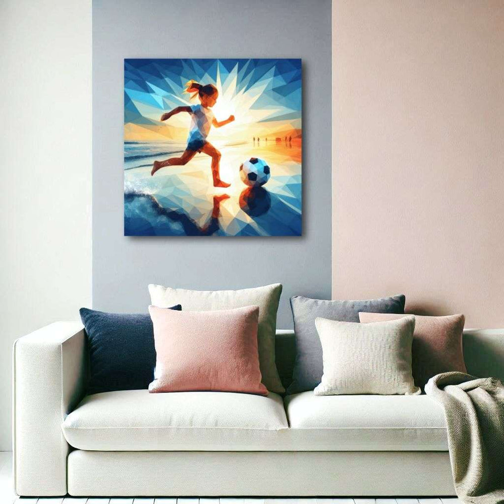 Buy Canvas Wall Art depicting Girl's Football which is hanging on the wall