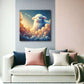 Buy Wood Panel Art Wall Art depicting Lamb on Clouds which is hanging on the wall